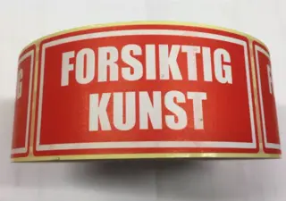 Etiketter, FORSIKTIG KUNST, 100 stk 110 x 55 mm