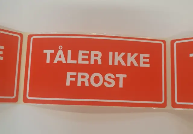 Etiketter, TÅLER IKKE FROST, 100 stk 110 x 55 mm 