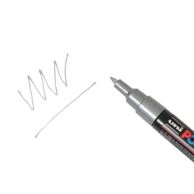 Uni Posca 1M marker, sølv, 0,7-1mm 