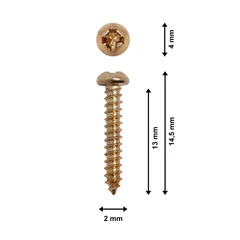 Skruer, panhead, messing, 2,0 x 13 mm 100 stk