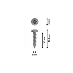 Skruer, panhead, forzinket 3,0 x 13mm 100 stk