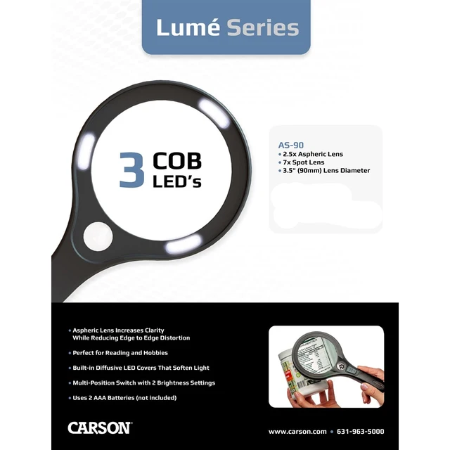 Carson Lumé series lupe Med led-lys og asfærisk linse 