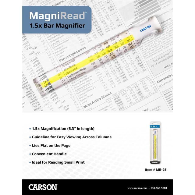 Carson MagniRead™ Lesestav med hjelpelinje 1,5x 