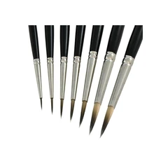 Tiziano Oil/Acrylic Paintbrush, sett m/7 Rund/spiss pensel