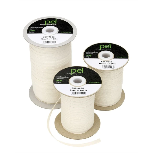 Bomullsbånd, ubleket , 100 m x 10 mm 