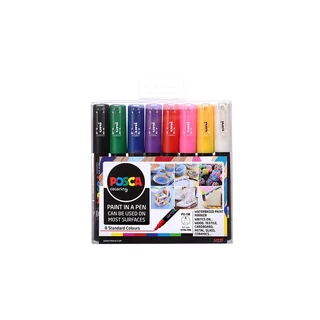 Uni Posca 1M sett 8 ass, farger