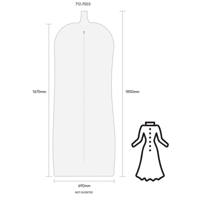 Overtrekk til lang kjole, 1850  x 690 mm 