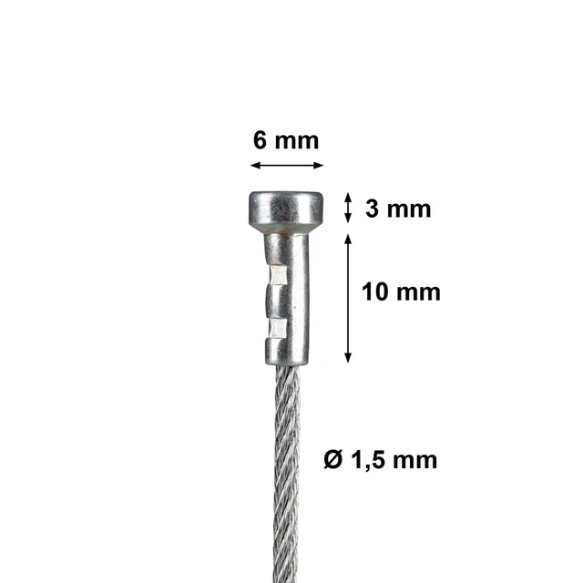 Stålwire m/ rund glider 1,5mm, 2 meter 10-pk 